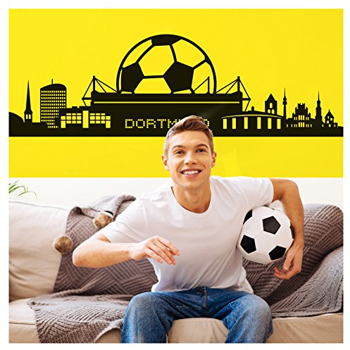 Wandora Wandtattoo Dortmund Skyline I dunkelgrau (BxH) 165 x 47 cm I Fußball Fan Stadt Verein Flur Wohnzimmer Sticker Aufkleber Wandaufkleber Wandsticker G083