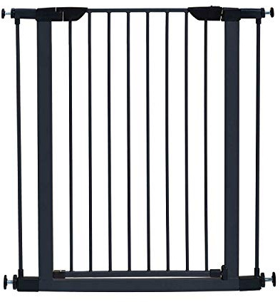 Pet Gate, 29 Inch High Walk-thru Steel Pet Gate by 29 Inch to 38 Inch Wide in Textured Graphite w/ Glow Frame, Medium