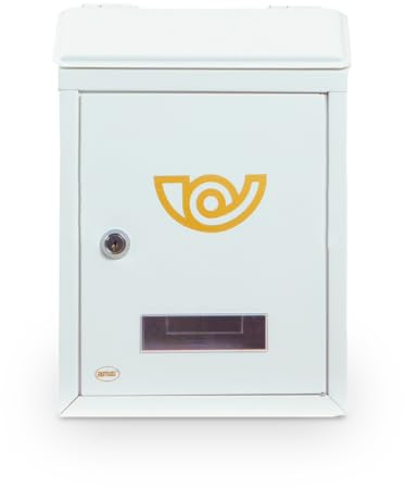 Amig - Buzón de Correos Exterior Tamaño Mini - Fabricado en Acero Aleado - Medida: 29,5 X 21 X 6,2 cm - Recibe el Correo de Forma Segura - Fácil Instalación - Incluye 2 Llaves - Color: Blanco