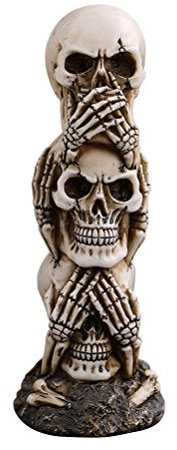 BESTOYARD DéCoration De CrâNe en RéSine TêTe De Mort Antique Peinte À La Main pour Halloween Et Collection Sculpture DéTail ÉLevé 17cm