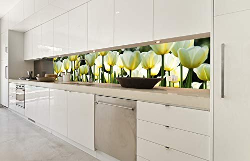 Dimex Küchenrückwand Folie selbstklebend WEIßE TULPEN | Klebefolie - Dekofolie - Spritzschutz für Küche | Made in EU - 350 cm x 60 cm