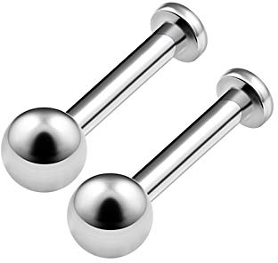 KJM Fashion 2 STK Chirurgischer 316-l-stahl Labret Monroe 1,2mm 16g 6mm 1/4 3mm Kugel Madonna Marilyn Monroe Tragus Ohrringe Piercing Schmuck 3545