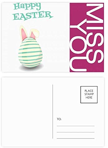 Happy Ostern Religion Festival Egg Stripe Miss Postkarten-Set, Danksagungskarte, Postkarte, Seite Postkarten, 20 Stück