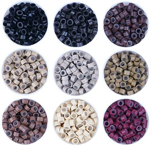 KOCONI Silicone Lined Micro Rings 1000Pcs 5.0mm Links Beads for 0.8g/1g Strand Hair Extensions - #3 Dark Brown