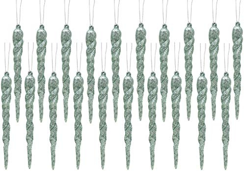 Christmas Concepts® 120mm (4.8) Glitter Icicle Decorations Christmas Tree Trims (MINT GREEN, 20)