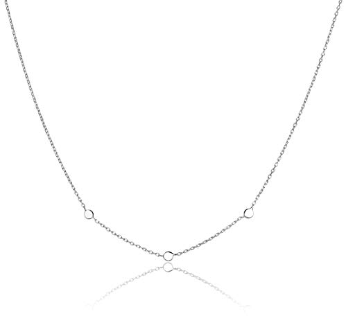 MATERIA Damen Silber-Kette 925 mit runden Plättchen - Halskette für Frauen Teenager 42-45cm verstellbar in Etui CO-25
