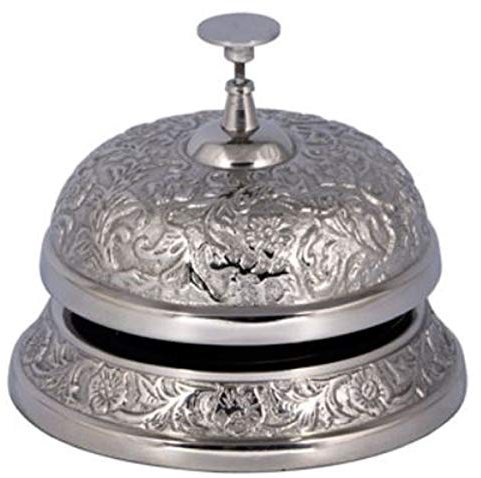 Casa Padrino Campanello da Tavolo in Stile Antico Argento Ø 12 x A. 14 cm - Campanello di Servizio in Alluminio - Accessori dell'Hotel e Gastronomia