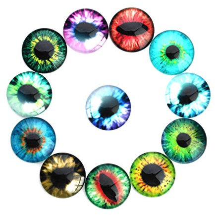 HEALLILY 20 Stück Glas-Tieraugen, Drachenaugen, Glasauge, Cabochons, Puppe, Spielzeug, Augen für DIY, Basteln, Scrapbooking, Schmuckherstellung, gemischte Farben, 25 mm