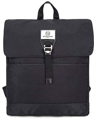 SEVENTEEN LONDON – Moderne und stilvolle ‘Ilford’ Büchertasche in schwarz mit einem dünnen gefalteten Design – perfekt für 13-Zoll-Laptops