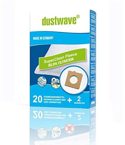 Dustwave® Megapack Lot de 20 sacs filtrants pour aspirateur Proline AS 1600 Fabriqué en Allemagne + micro filtre