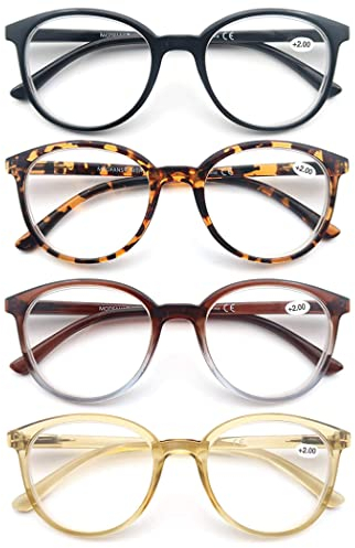 MODFANS (4 Pack) Lesebrille 3.0 Rund Herren Damen,Gute Brillen,Hochwertig,Mode,Komfortabel,Super Lesehilfe,fur Frauen