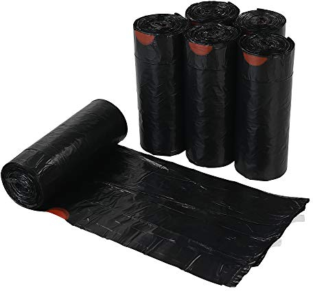 Callyne 40 Liters Drawstring Bin Liners, Black Bin Bags, 210 bags