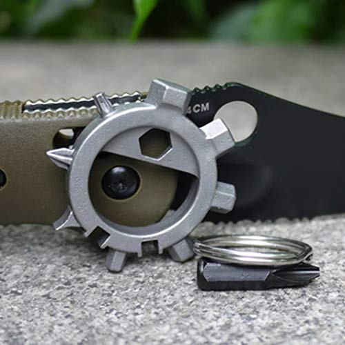 TKQIrene Mini Multi Tool 12 Funktionen Edelstahl Zubehör für unterwegs Edelstahl-Fahrrad-Reparatur-Werkzeug-Schraubenzieher-Schlüsselanhänger Flaschenöffner Tragbarer