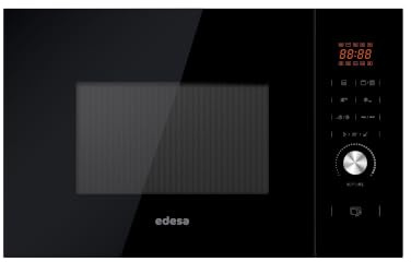 Edesa Microondas Encastre 2530-IG BK, 25 Litros, 900W, Grill 1200W, Interior Acero Inoxidable, Puerta Táctil, 5 Niveles, Display, LED, Botones Touch, Color Negro