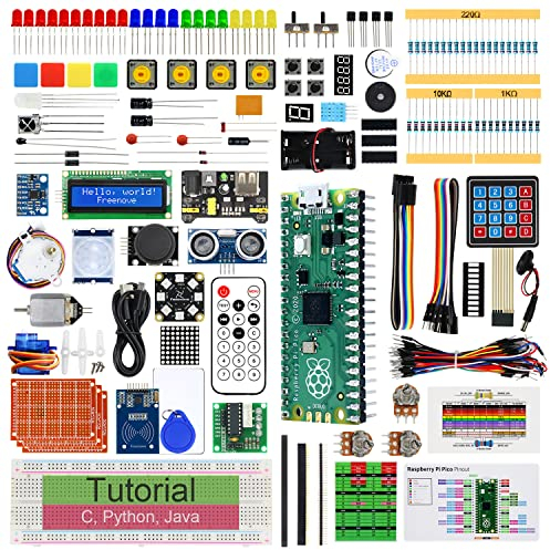 Freenove Ultimate Starter Kit for Raspberry Pi Pico (Included), Dual-core Arm Cortex-M0+ Microcontroller, 767-Page Detailed Tutorial, 222 Items, 119 Projects, Python C Java Code