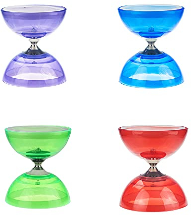SEIWEI Diabolo Freiläufer mit kugellager Dreifache Lagerung Set, 4 Farben Blinkendes Dreifachlager-Diabolo mit Ersatzseil 10m, Profi-Stange, Netzbeutel