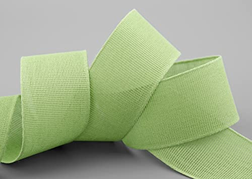 finemark 20 m x 40 mm Baumwollband Uni HELLGRÜN Lindgrün Altgrün Dekoband aus 100% Baumwolle umweltfreundlich biologisch abbaubar ohne Draht Schleifenband natürlich Geschenkband Deko Band Natur