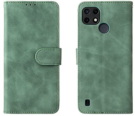 WEIOU Funda para Realme C21Y (C21-Y) / Realme C25Y Funda Libro, Flip Carcasa Magnética con Soporte y Cartera para Tarjetas, Premium PU/TPU Cuero Case Cover Billetera. Verde