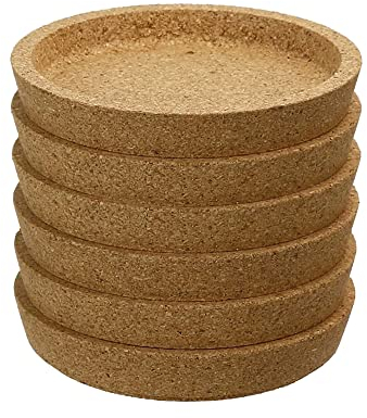 Hazrcvr Korkuntersetzer - 6 Stück Holzerne Dicke Kork Untersetzer für Gläser - Runde Korkuntersetzer für Home, Büro, Restaurant, Küche, Bar