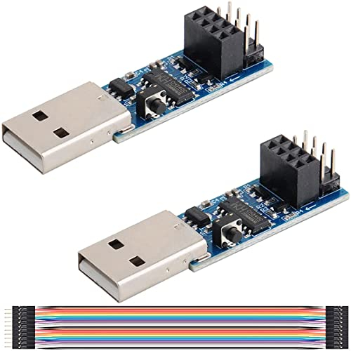 Youmile 2 Stück USB zu ESP8266 Adaptermodul CH340C ESP-01 ESP-01S Prog WiFi Programmer Downloader Adapter mit Reset-Taste, mit DuPont-Kabel