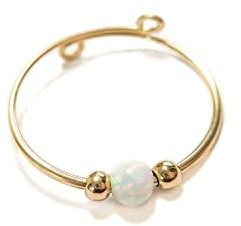 Opal Stapelring- Opal Angst Ring Gold- Angst Ring- Zappeln Ring- Einstellbarer Angst Ring- Sorgen Ring- Spinner Ring- Stress Ring (57 (18.1), SILVER + WHITE)