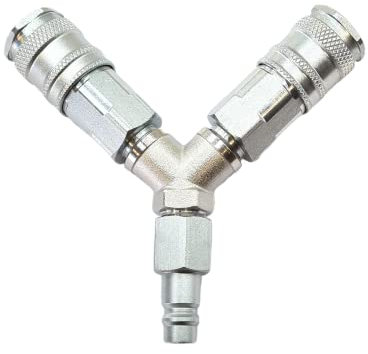 Airline 3 Way Euro Coupling Y Piece Splitter Air Line Adaptor/Fitting for Compressor Air Hose or Air Line