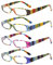 COJWIS 4 Pack Damen Lesebrille Mit Schönes Muster Brille Federscharnierleser für Frauen Reader (4 Farbe Mischen-2, 3.00, multiplier_x)