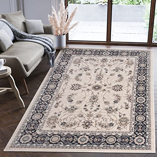 Mazovia Groß Teppich Flur 250x350cm Creme Klassisch Traditionell Weich Weiß | Teppich für Eingangsbereich Küche Büro Wohnzimmer Schlafzimmer Beige Pflegeleicht Fußbodenheizungsgeeignet Mittelflor Elegant