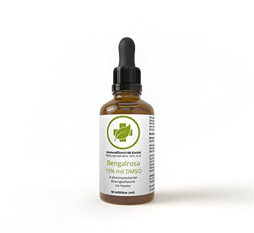 Bengalrosa 10% mit DMSO - 50 ml - Intensiver, organischer Farbstoff - Mit Reinstwasser Ph. Eur und 10% DMSO Ph. Eur. - Ohne Zusätze