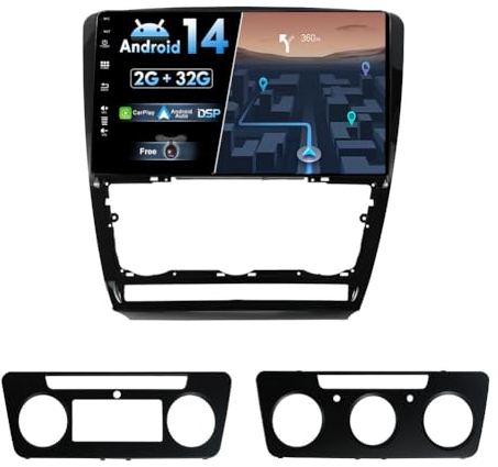 BXLIYER Android 14 Autoradio Passt für Skoda Octavia (2006-2014) - Eingebautes CarPlay Android Auto - KOSTENLOS Rückfahrkamera - 2G+32G - IPS 10.1 Zoll 2 Din - DAB Lenkradsteuerung 4G WiFi Fast-Boot