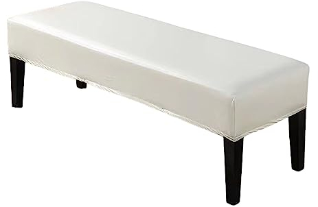 GUYIRT Wasserdicht PU Leder Stuhlhussen, Anti Staub Universal Bezug Für Esszimmer Bank Bezug Für Esszimmerbank Für Die Home-Hotel-Party-Weiss