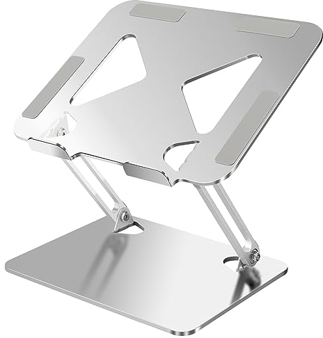 IHKFILAN Laptop Ständer Höhenverstellbar, Ergonomischer, Tragbarer Notebook Ständer Laptophalter für Schreibtisch, Faltbarer Laptop Stand Kompatibel mit 10 bis 17 (Silber)