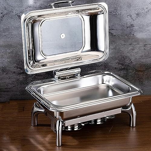 FLTRGO Food Heater - Food Warm Plate, Stainless Steel Hot Pot Buffet Set With Glass Viewing Lid And Built-in Lid Holder For Parties, Dinner Parties And Dining