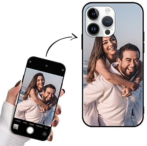 Yoedge Personalisierte Handyhülle für Apple iPhone 15 Pro Max Hülle Selbst Gestalten mit Eigenem Foto Bild Text Personalisiert Case Individuelle Schutzhülle Schwarz Cover für iPhone 15 Pro Max 6,7