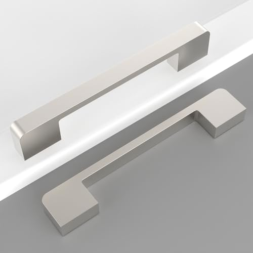 Coinkoly 10 Stück Möbelgriffe Gebürsteter Nickel Küchengriffe 128mm Lochabstand Möbelgriffe Zinklegierung Schrankgriffe Schubladengriffe Griffe für Küchenschränke Türgriffe Küche EU0011