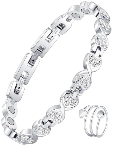 Jecanori Magnetische Armbänder für Damen, Titanstahl, Magnetarmband, 3800 Gauss, ultrastarke Magnete, verstellbare Länge, Armband mit Geschenkbox
