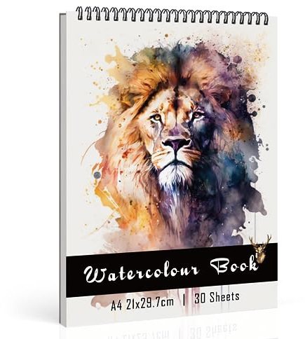 Tuaeccki Aquarellpapier A4 Aquarellblock 388g Zeichenblock mit 30 Blatt Kaltgepresst Aquarell Malblock für Studenten Anfänger Aquarell Papier für Aquarellmalerei Handlettering und Brush Lettering