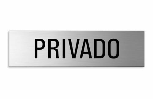 Cartel Privado | Aluminio 150x40 mm Aspecto Acero Inoxidable | Autoadhesivo