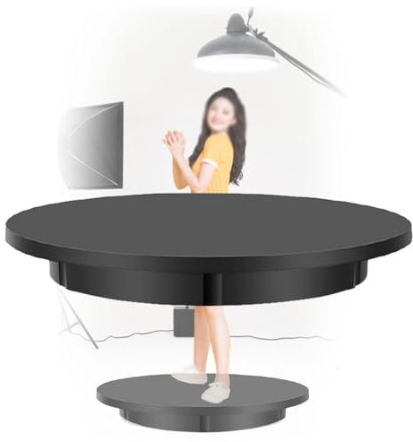 Hydravex Placa Giratoria EléCtrica, Soporte De ExhibicióN Giratorio De 360 Grados para FotografíA, Mesa Giratoria De ExhibicióN con Control Remoto EléCtrico De 100 Kg,Black