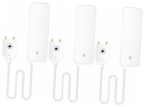 UKCOCO 3st Leck Detektor Wasserleck-Alarm Drahtloser Wassersensor Drahtlose Wasserstandsdetektoren Wasserlecksensor Hochwassersensor Leckalarm Abs Lecksucher Tropfendes Wasser W-LAN Weiß