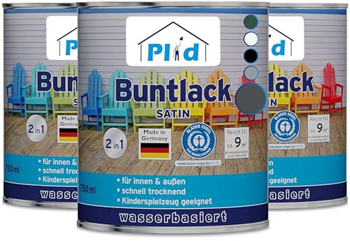 Plid® Buntlack Außen 2.25l - Anthrazitgrau - Holzfarbe außen & innen - Holzlack Außen wetterfest - Holzschutzfarbe Aussen & Innen - Wetterschutzfarbe Holz Außen - Holzlasur - Farbe für Holz Außen