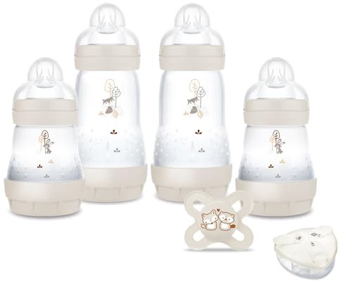 MAM Coffret Naissance - Sable - 4 Biberons + 1 Sucette + 1 Boite Doseuse