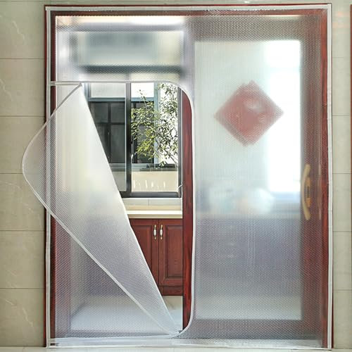 Winter Wärmeschutzvorhang für Türen,Isolierte Fensterfolie,Thermo Türvorhang KäLteschutz Tür Innen,Semi-Sheer Privatsphäre-Fenster-Film,Winddichter Isolierfolie,Anpassbar,W&H (100x50cm(39x20in))