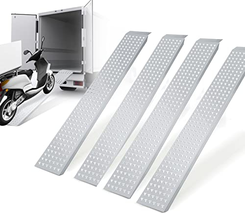 Tubiaz 4X Auffahrrampe,Verladerampe,rutschfeste Verladeschiene, Verzinkter Stahl Auto Laderampe,für Motorrad, Anhänger, Rasenmäher, Rasentraktor