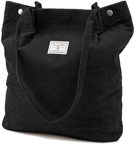 Captain Blues Cord Tasche Damen, Umhängetasche Cord, Große Cord Tasche, Kord Handtasche Shopper für School, Alltag, Büro, Einkaufen und Reisen