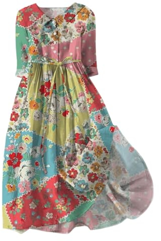 Angxiwan Angebote Damen Schuhe Freizeitkleid für Damen Halbarm V-Ausschnitt Tank Strandkleid Blumenmuster Elegant Spitzenkleid Rüschen Loose Blumenkleid Einfarbig Frauen Maxikleider Reise Mu