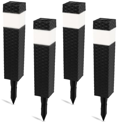 Lumiled Solarleuchten Garten 4er Set Solarlampen mit Erdspieß LED Solarlampe für außen Neutralweiß 4000K Solar Gartenleuchte 40 cm Solar-LED-Wegeleuchten Wegbeleuchtung Bodenleuchte 4 Stücke