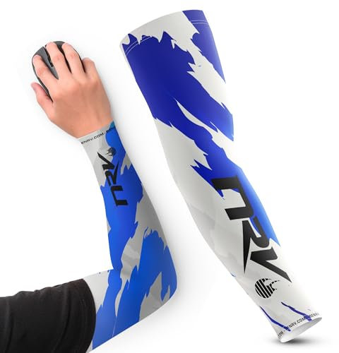 NRV Polsino di compressione Gaming Esport (Edition Camo) – Ottimizza il tuo gioco di eSport con stile mimetico – Progettato da professionisti – durevole, traspirante e senza attrito, bianco / blu, S