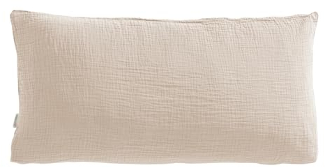 Pure Label Musselin Kopfkissenbezug 40x80 cm aus 100% Baumwolle - Traumhaft weiche, kuschelige Kissen-Sets in beige aus Musselin
