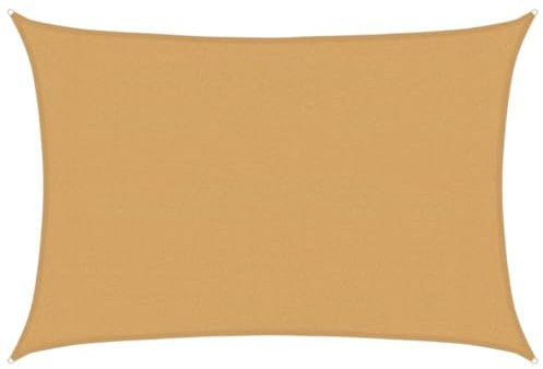 vidaXL Toldo de Vela Rectangular HDPE Arena 160 g/m² 3x5 m, Vela de Sombra de Sol, Vela de Sombra, toldo de Patio, Vela de Sombra Solar